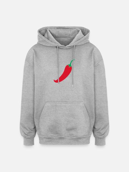 Piment rouge - Sweat à capuche oversize unisexe - gris chiné
