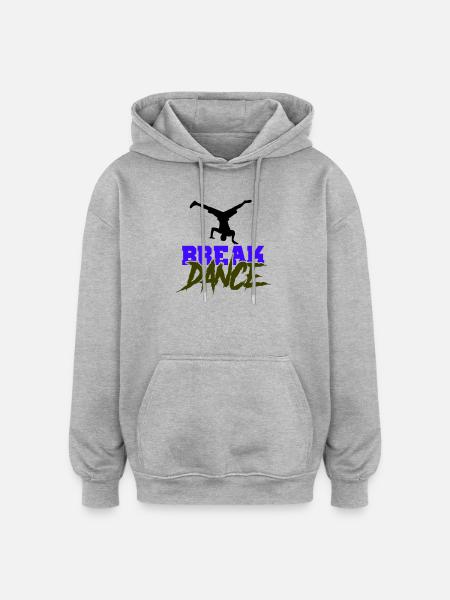 Breakdance Schriftzug Kontrast - Oversized Unisex Hoodie - Grau meliert