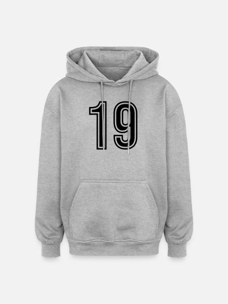 Symbole numérique 19 - Sweat à capuche oversize unisexe - gris chiné
