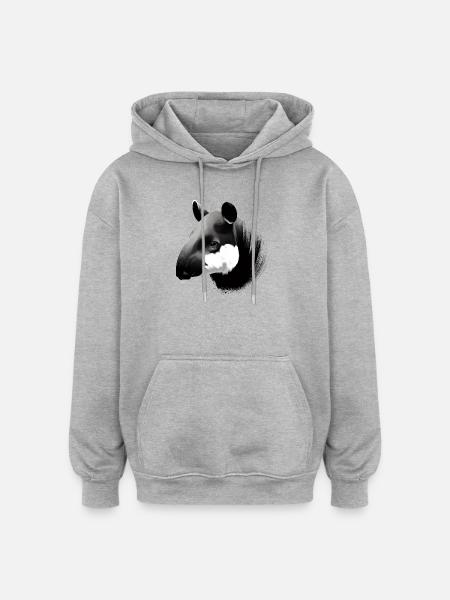 Malayan tapir - Oversized Unisex Hoodie - heather grey