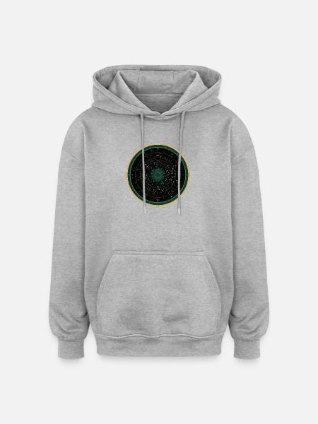 Polarstern Night Sky Graphic Symbol - Oversized Unisex Hoodie - Grau meliert