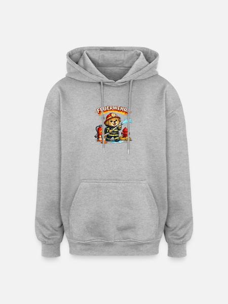 Feuerwehr Hund Cartoon Trupp - Oversized Unisex Hoodie - Grau meliert