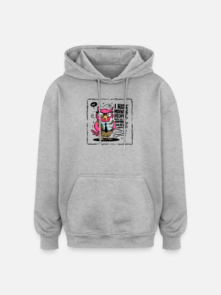 Morgenmuffel Büro-Eule im Anzug - Sweat à capuche oversize unisexe - gris chiné