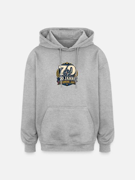 70 Jahre – Erfahrung läuft - Oversized Unisex Hoodie - Grau meliert