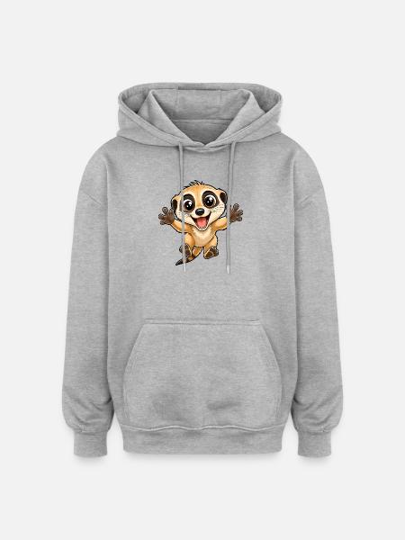 Süßes Erdmännchen springt zu Dir - Oversized Unisex Hoodie - Grau meliert