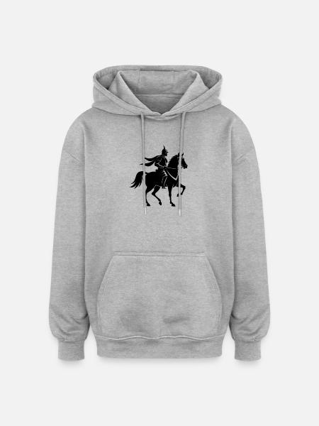 Chevalier et Cheval - Sweat à capuche oversize unisexe - gris chiné