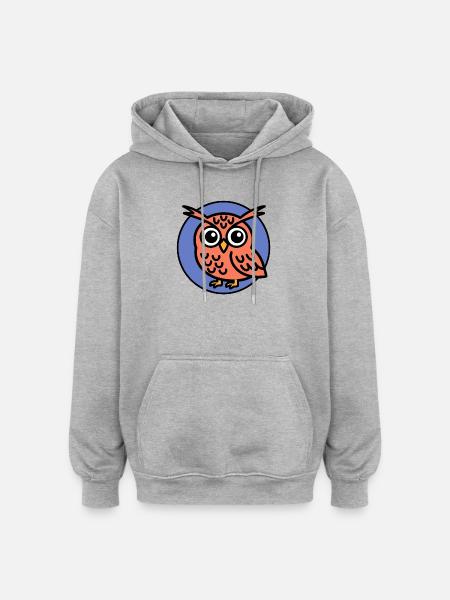 Eulenfamilie - Oversized Unisex Hoodie - Grau meliert
