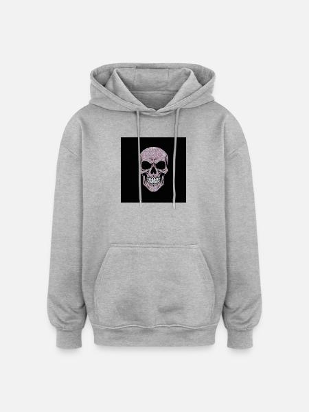 Glittering skull on black - Oversized Unisex Hoodie - heather grey
