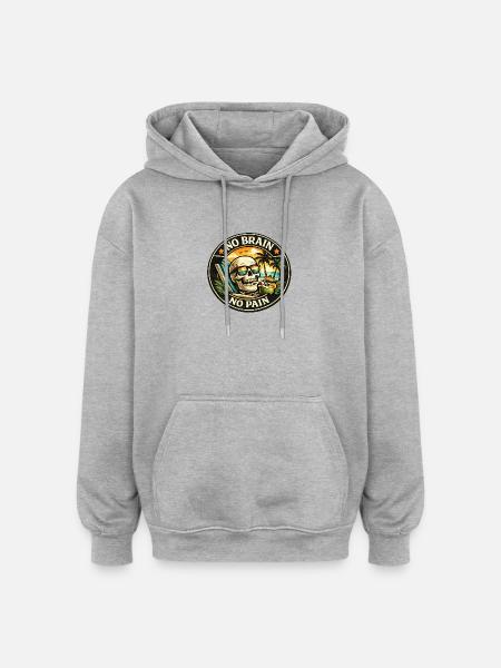 Strandskull No Brain No Pain - Oversized Unisex Hoodie - heather grey