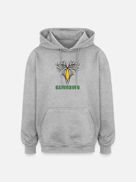 GUARDIAN - Stylisches Raubvogel - Design - Oversized Unisex Hoodie - Grau meliert