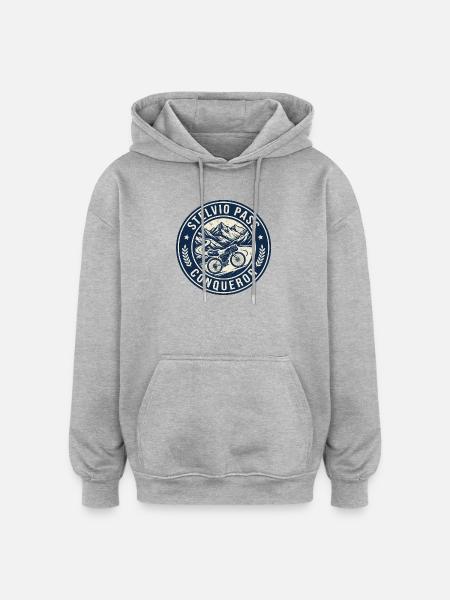 Stelvio Pass Conqueror Retro-Abzeichen - Oversized Unisex Hoodie - Grau meliert