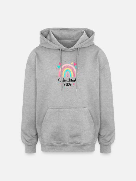 Schulkind Regenbogen 2026 - Oversized Unisex Hoodie - Grau meliert