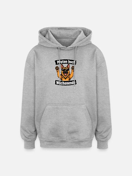 Pfoten hoch – Schäferhund Wochenende - Oversized Unisex Hoodie - Grau meliert