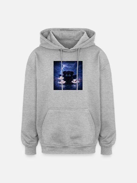 Panda Esprit Sombre - Sweat à capuche oversize unisexe - gris chiné