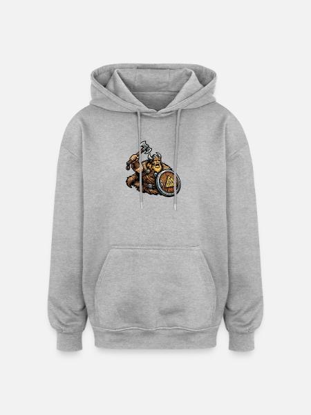 Wikinger-Krieger mit Schild - Oversized Unisex Hoodie - Grau meliert