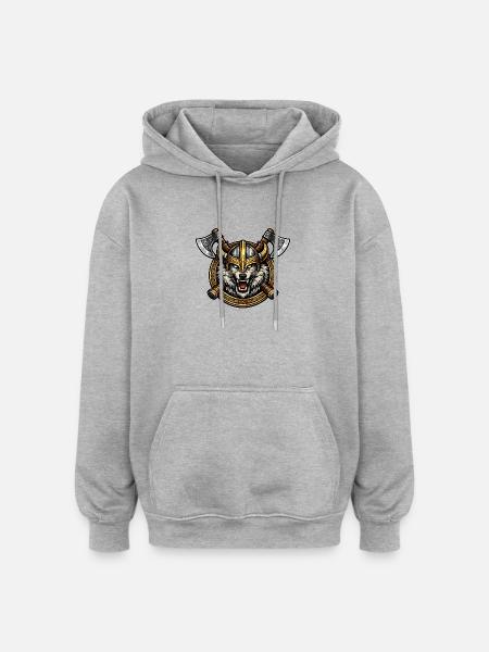 Wiking-Wolfshelm Emblem - Oversized Unisex Hoodie - Grau meliert