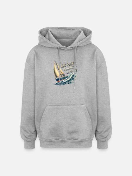 Vent et Voile: Route maritime - Sweat à capuche oversize unisexe - gris chiné