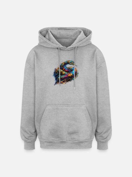 Celestial Serpent - Oversized Unisex Hoodie - heather grey