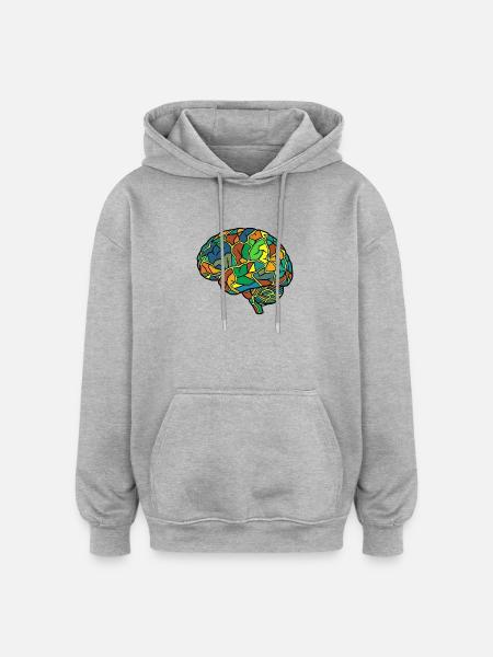 Kaleidoscope Brain Pattern - Oversized Unisex Hoodie - heather grey