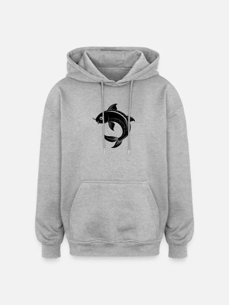 Koi-Fisch - Oversized Unisex Hoodie - Grau meliert