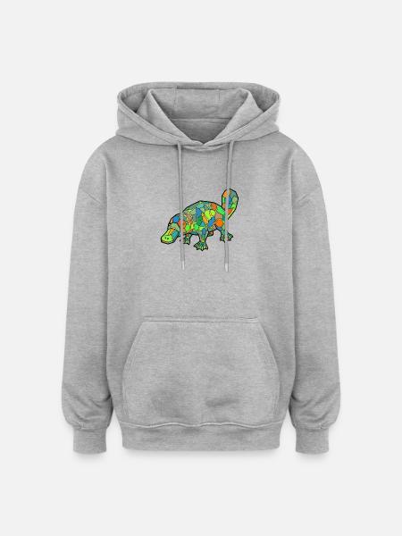 Mosaic Platypus Rainbow Style - Oversized Unisex Hoodie - heather grey