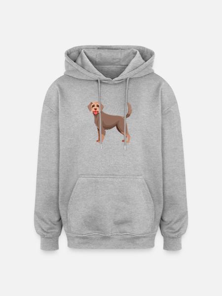 German Wirehaired Dog (Comic) - Oversized Unisex Hoodie - heather grey