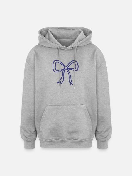 Minimal Ribbon Bow Line Art - Oversized Unisex Hoodie - heather grey