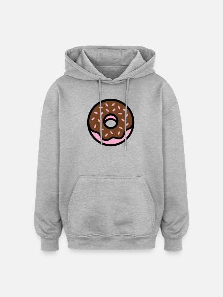 Donut Chocolate Sprinkles Icon - Oversized Unisex Hoodie - heather grey