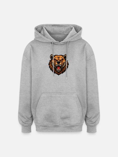 Angry bear - Oversized Unisex Hoodie - heather grey