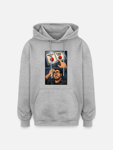 Vernünftigkeit vs Impuls-Moment - Oversized Unisex Hoodie - Grau meliert