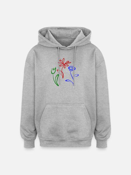 Three flowers - Oversized Unisex Hoodie - heather grey