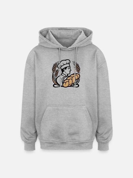 Baecker Hefezopf Logo - Oversized Unisex Hoodie - heather grey