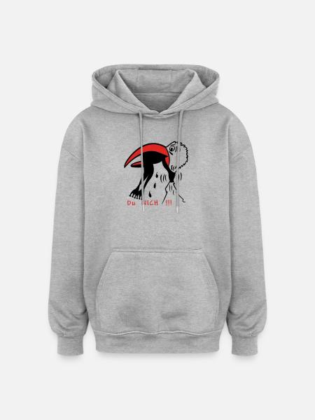 Frosch - Sweat à capuche oversize unisexe - gris chiné