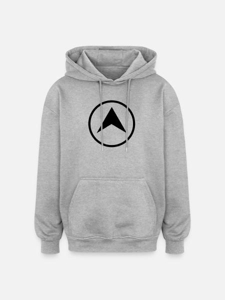 Dreieckiger Pfeil im Kreis - Oversized Unisex Hoodie - Grau meliert