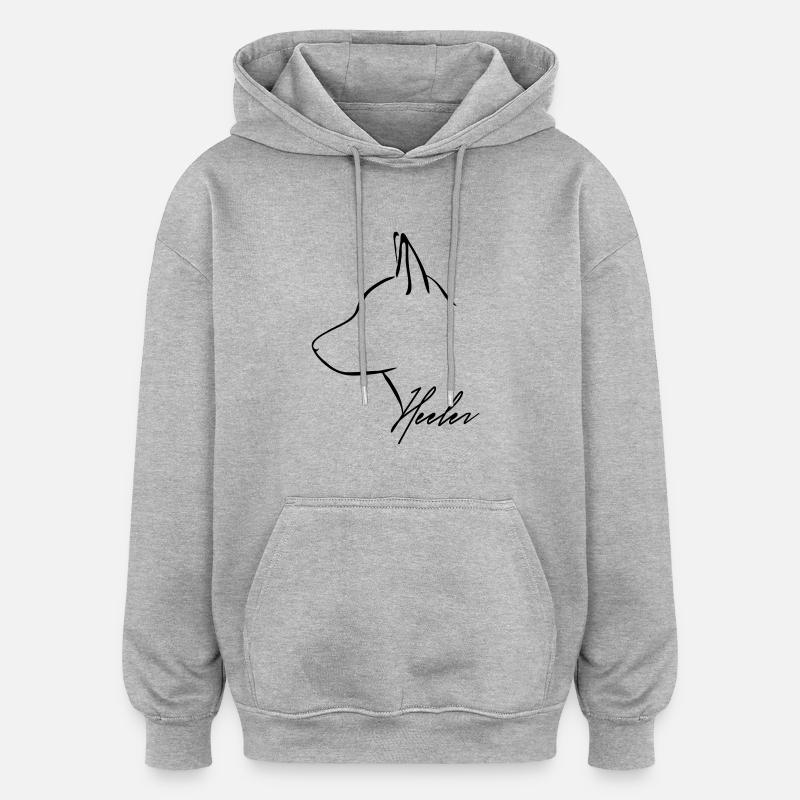 Heeler profil Wilsigns - Sweat à capuche oversize unisexe - gris chiné