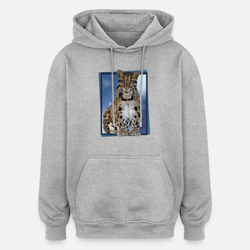 Panthère nébuleuse - Sweat à capuche oversize unisexe - gris chiné