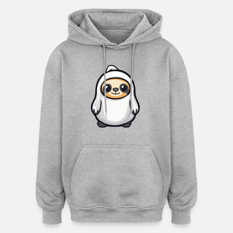 Sloth Halloween Comic Ghost - Oversized Unisex Hoodie - heather grey
