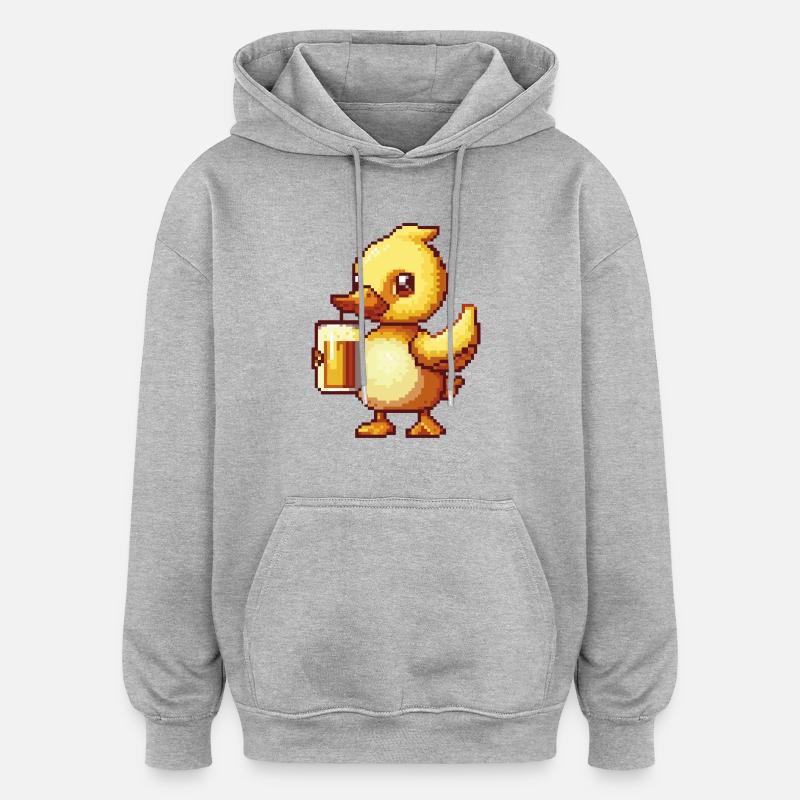 Bière Duck Pixel - Sweat à capuche oversize unisexe - gris chiné