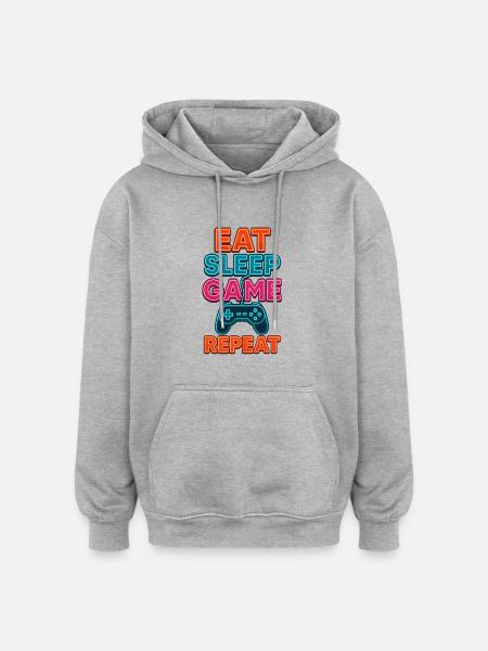 Répète le Game - Sweat à capuche oversize unisexe - gris chiné