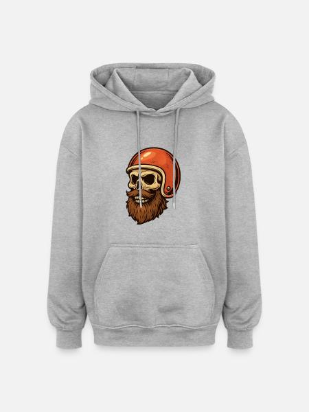 Skull Rider 01 - Oversized Unisex Hoodie - Grau meliert