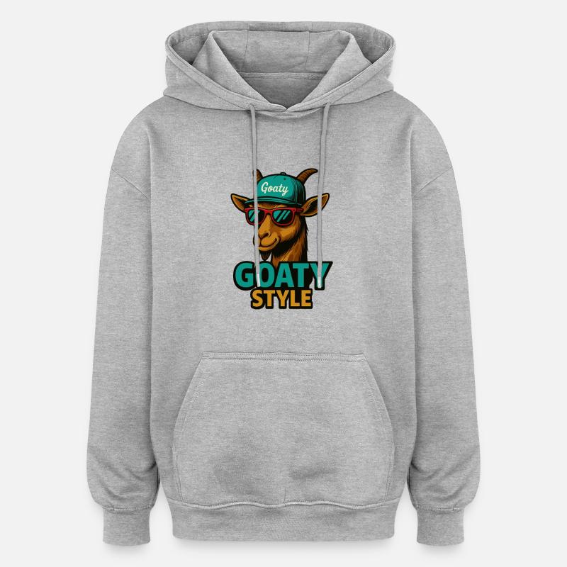 Style chèvre - Sweat à capuche oversize unisexe - gris chiné