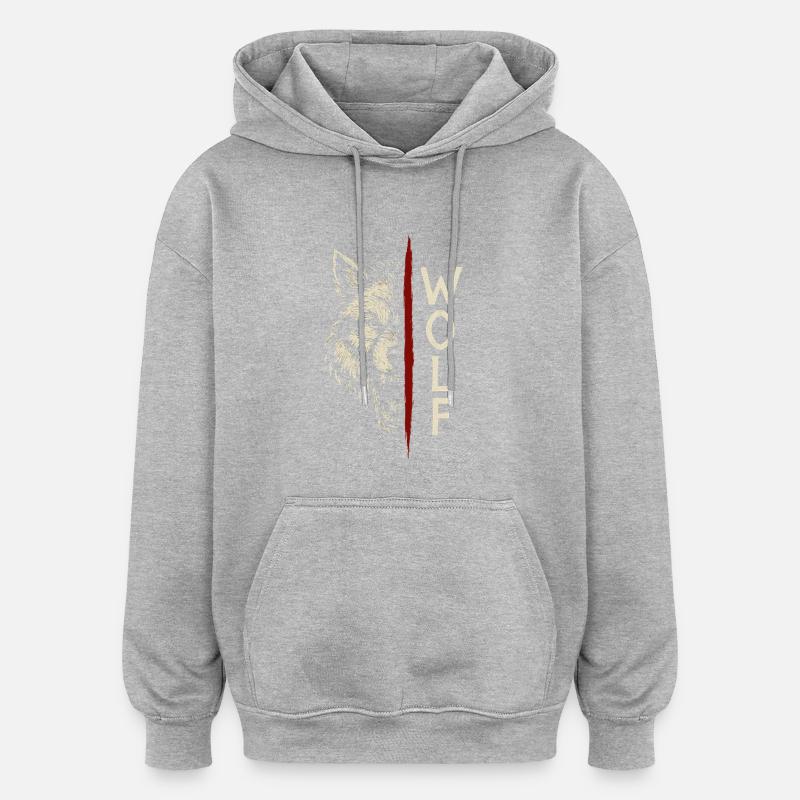 Loup - Sweat à capuche oversize unisexe - gris chiné