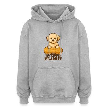 My Little Peanut – Süßer Maltipoo Cartoon - Oversized Unisex Hoodie - Grau meliert - Vorne - Noah (186cm)