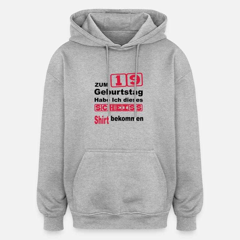 anniversaire 19 - Sweat à capuche oversize unisexe - gris chiné