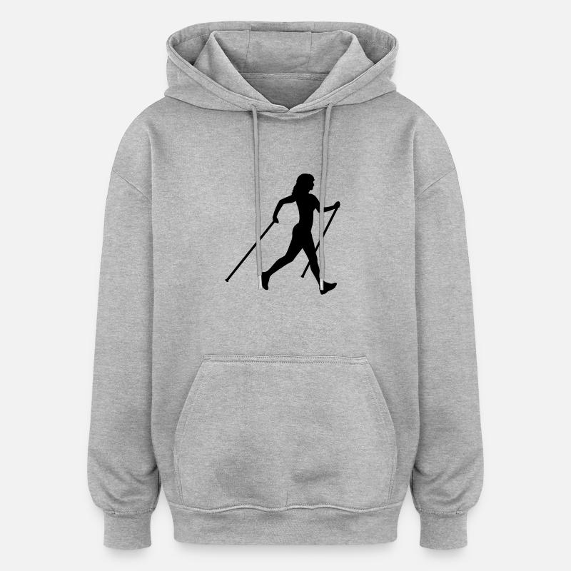 Nordic Walking - Sweat à capuche oversize unisexe - gris chiné