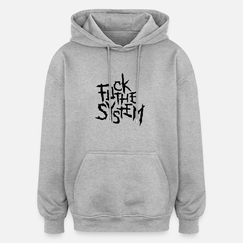 baiser le système - Sweat à capuche oversize unisexe - gris chiné