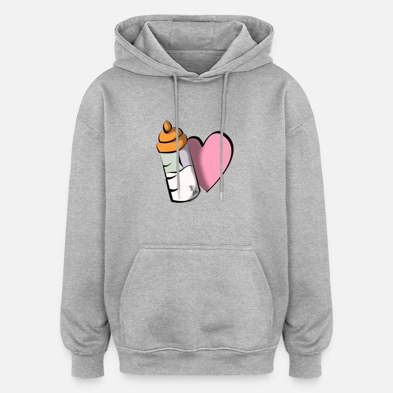 biberon 1 by DK - Sweat à capuche oversize unisexe - gris chiné