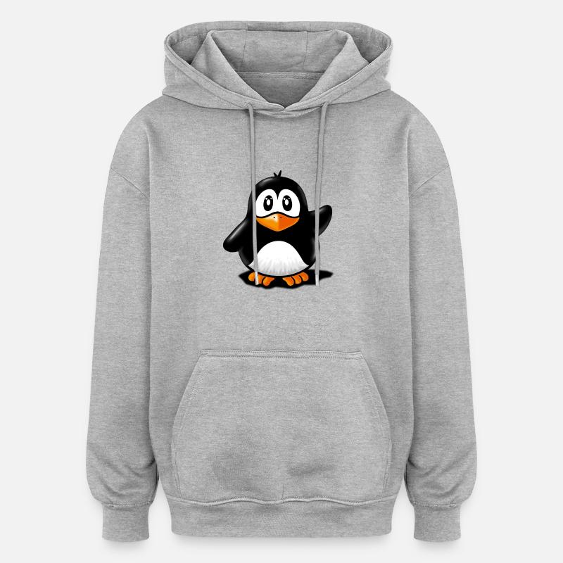 pingouin - Sweat à capuche oversize unisexe - gris chiné