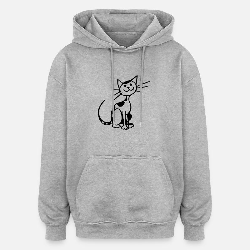 Chat - Sweat à capuche oversize unisexe - gris chiné