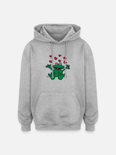 heart_frog_1220113c_a - Oversized Unisex Hoodie - heather grey